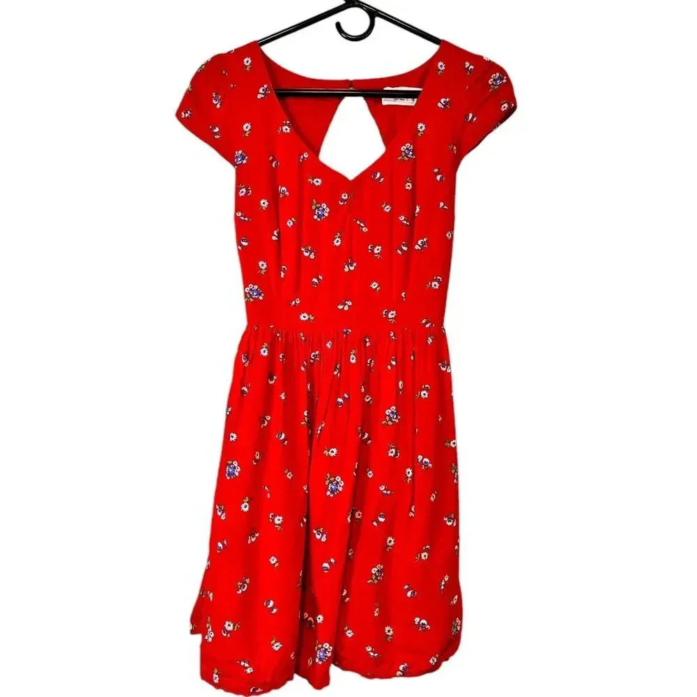 Abercrombie Red Floral Dress size M‎